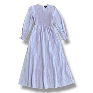 Pomander Place Lilac Smocked Maxi Dress Long Sleeve Tiered Cotton Size Small